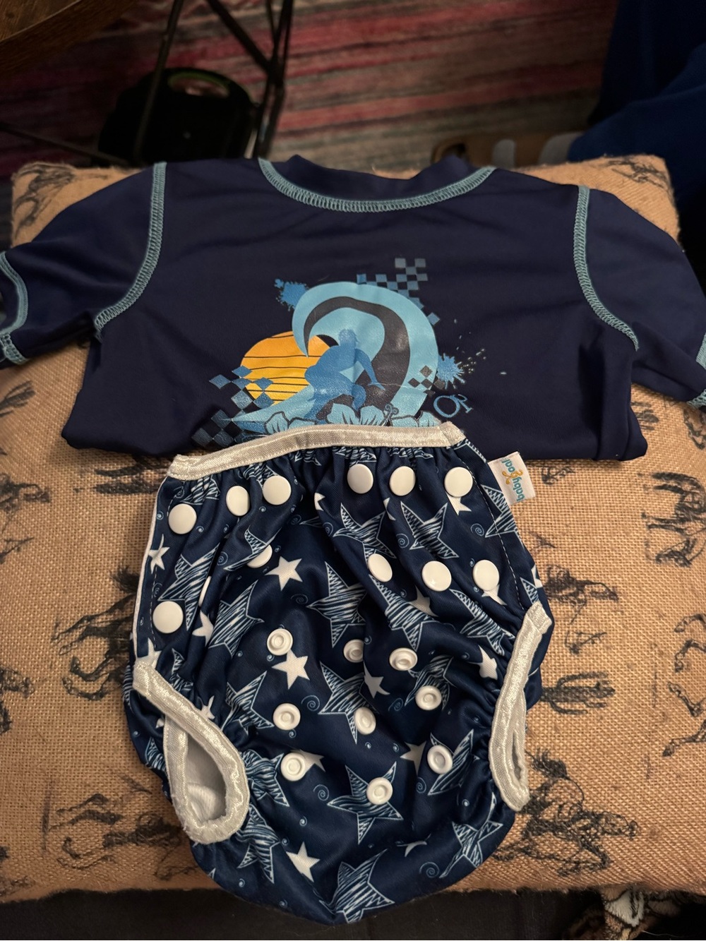 i play Unisex 2-Piece Swim Set 18-24 Months Blue Stars Swim Shirt & Diaper